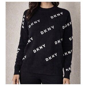 DKNY Donna Karen New York all over logo sweater black/white women's SZ SM